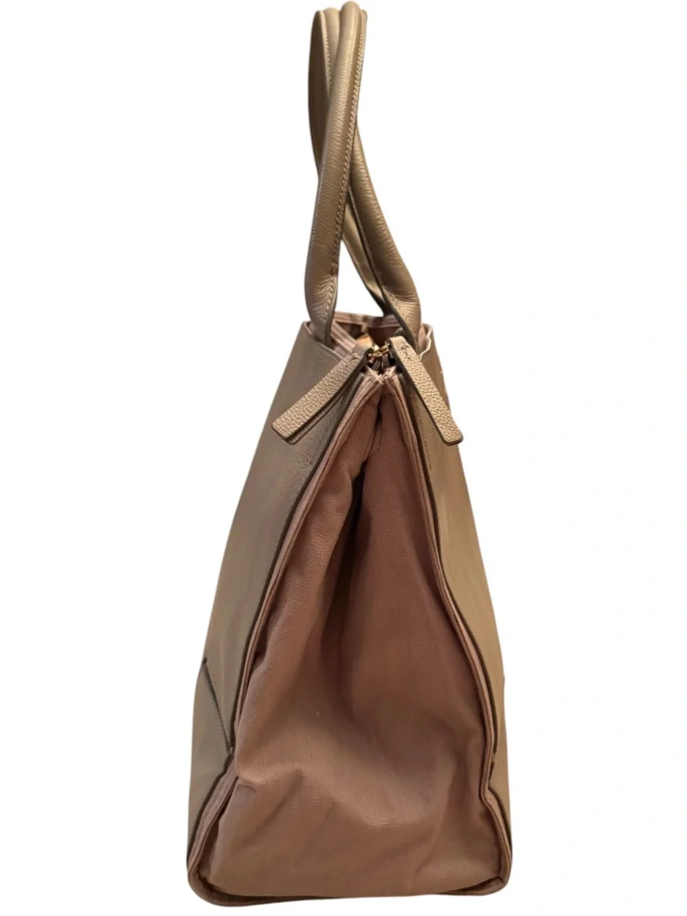Tory Burch Ella Tan Pebbled Leather and Canvas Tote